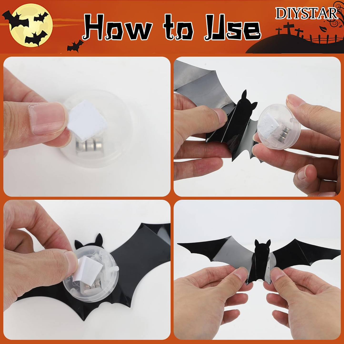 🎁🔥 DIYSTAR 3D Bat Light Design LED Decorations (contains three sizes: large, medium and small)